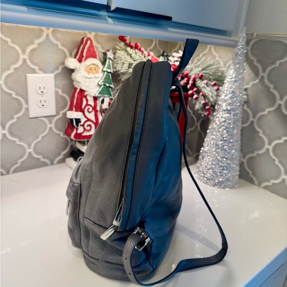 Michael Kors Gray Pebbled Leather Mini Backpack Purse Silver Hardware